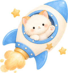 小猫从火箭舷窗探出头挥手