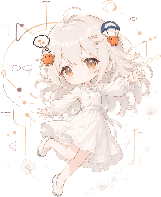 Q 版少女:白裙 · 电路线环绕