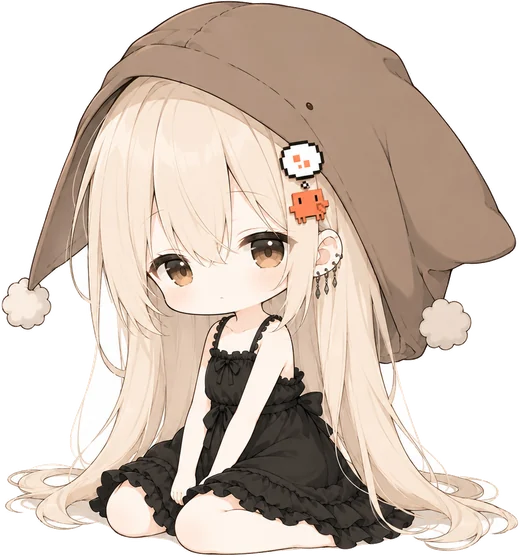 Q 版少女:裹着棕色被子坐着