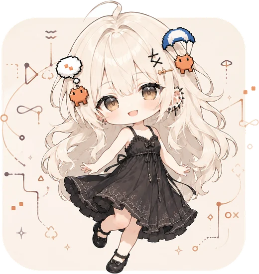 Q 版少女:黑裙 · 自带奶油托盘