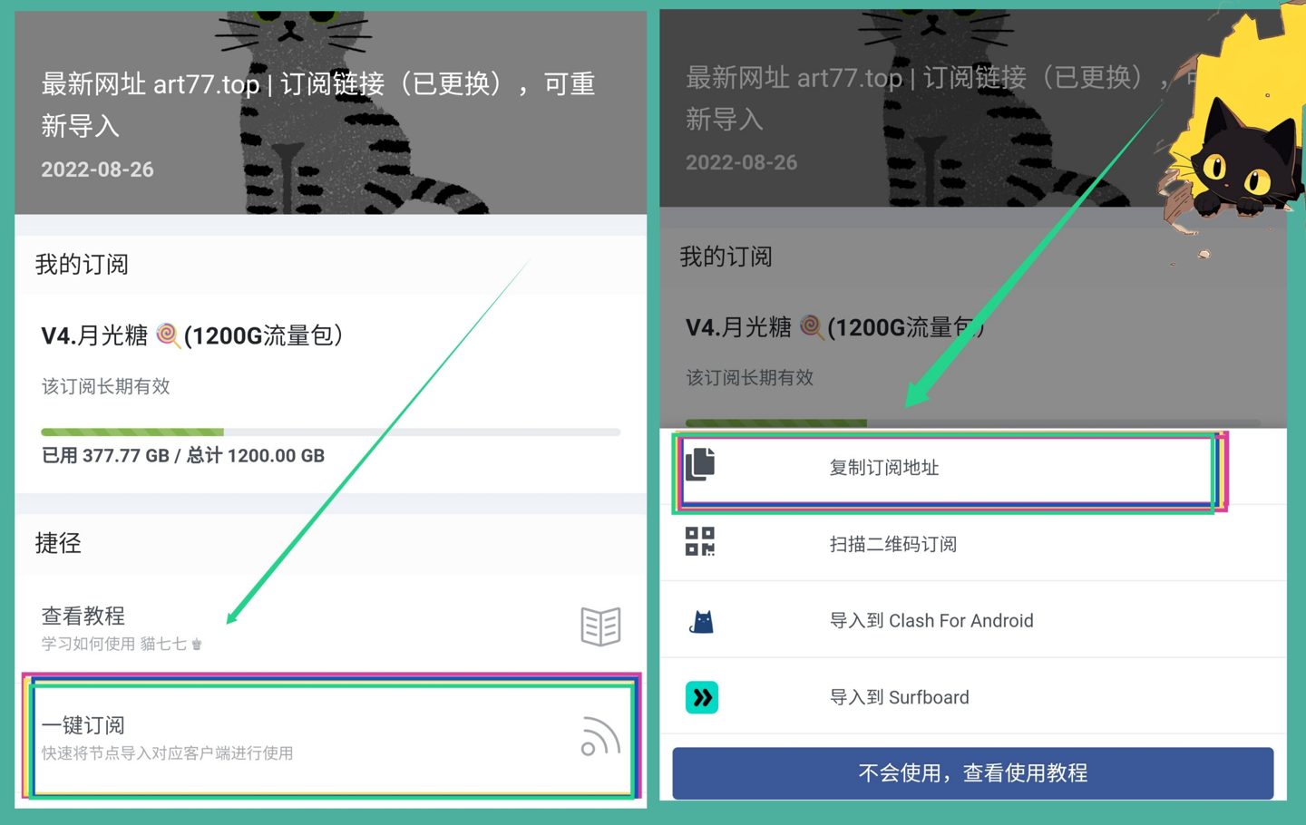 在机场面板复制订阅链接